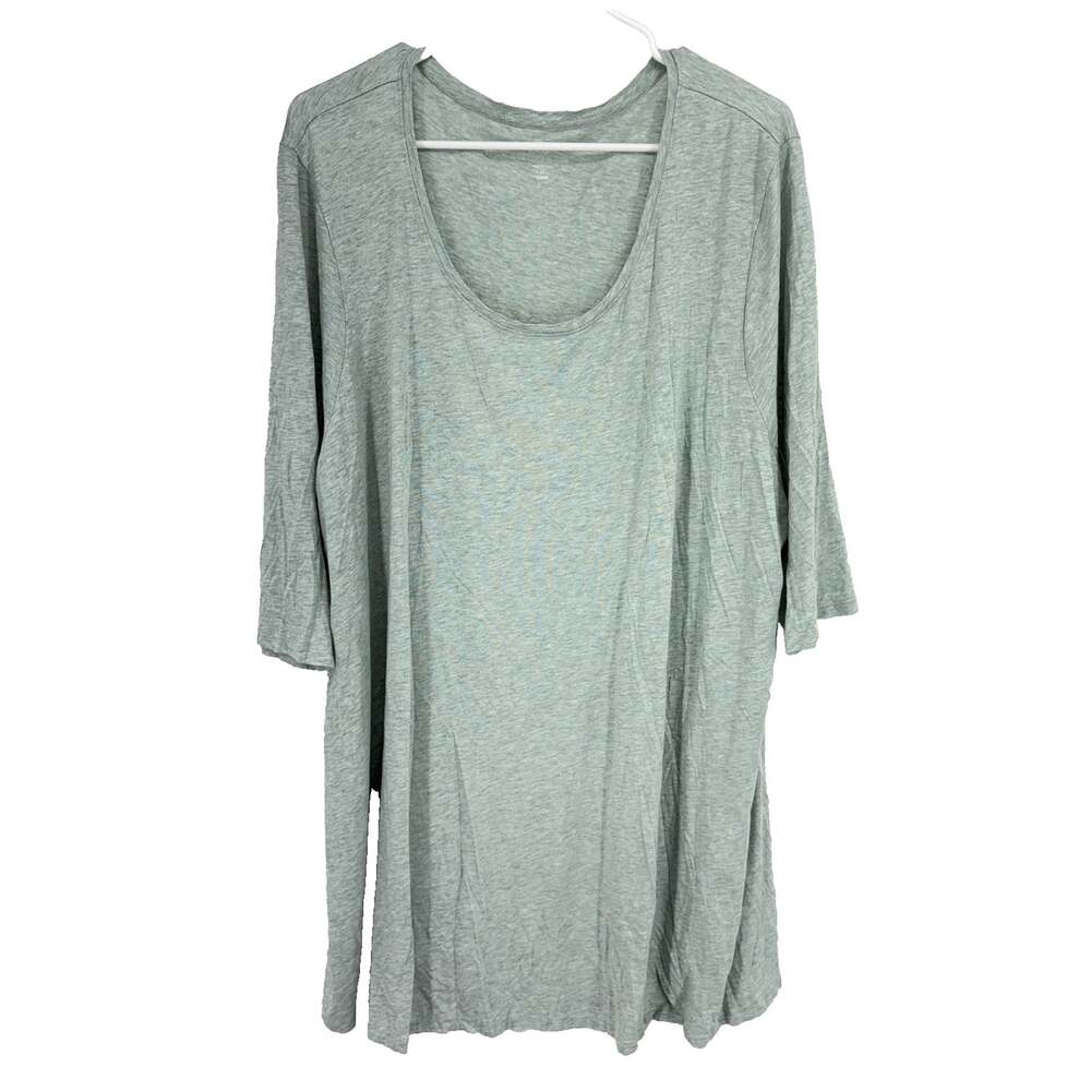J Jill Women 4X Pure Ballet Sleeve Tunic Top 3/4 Sleeve Mint Green Scoop Neck